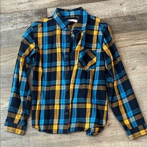 Kids Plaid Button-Down Shirt - Black, Blue, and Yellow